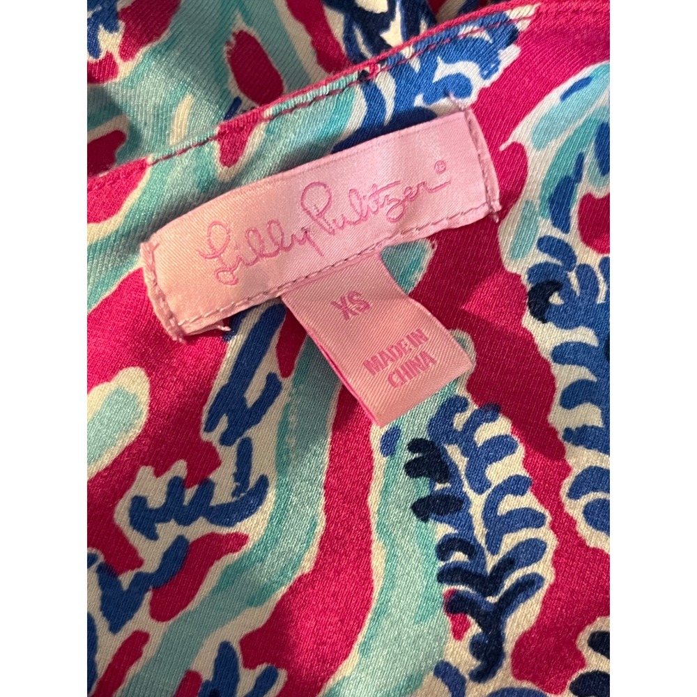 Lilly Pulitzer Sloane Pink Coral Reef Print XS Maxi Dress V-Neck Resort Gown - Picture 6 of 8